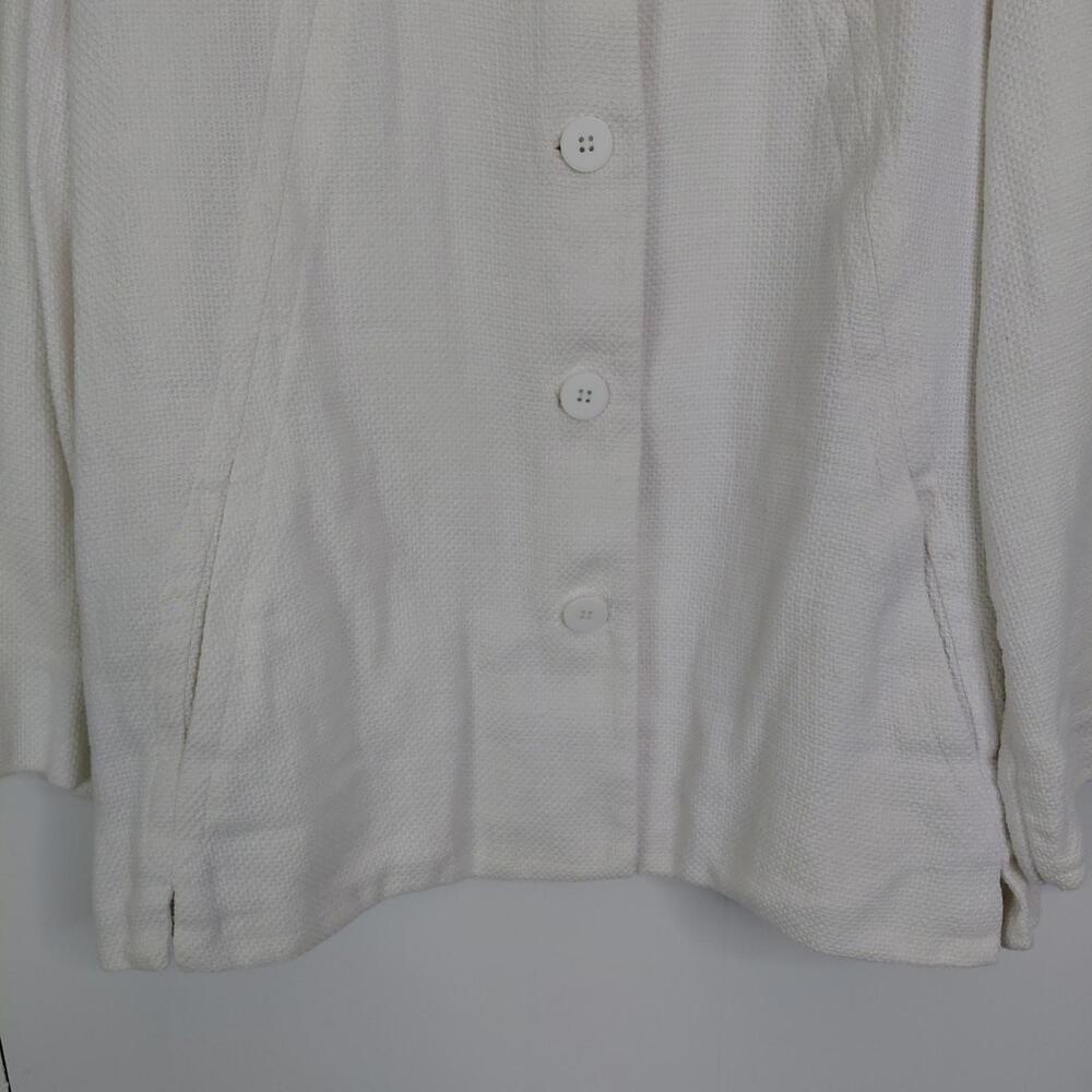 Eileen Fisher Jacket Womens XL Collarless Linen Cotton Blend Blazer Texture - Picture 3 of 9